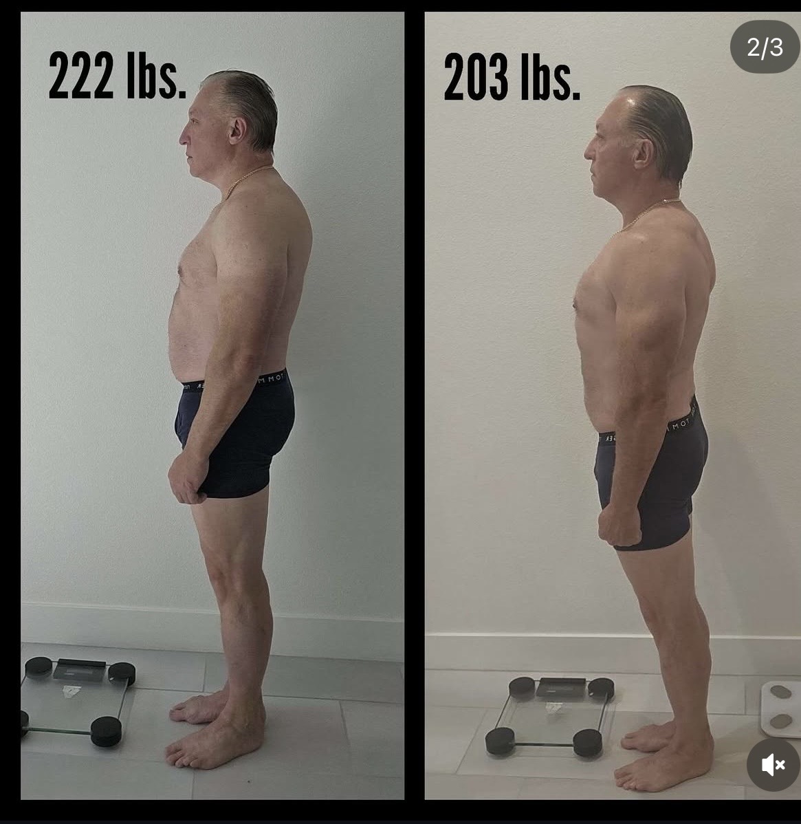 Slava — side view, 222 to 203 lbs